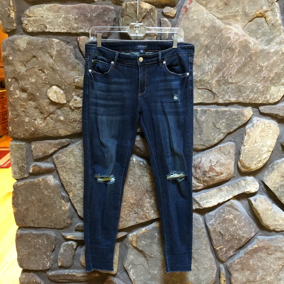 Just USA Denim - Dark wash distressed skinny jeans